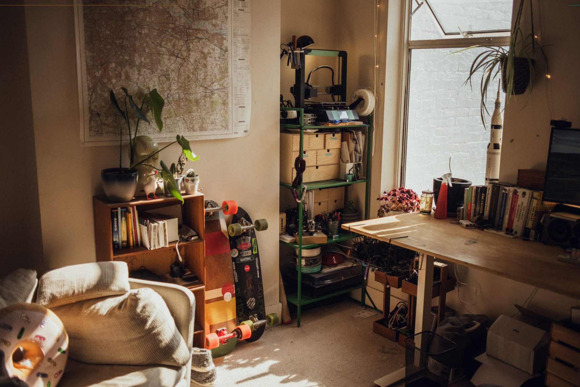 A room is filled with items that can be sorted through with set rules for decluttering.