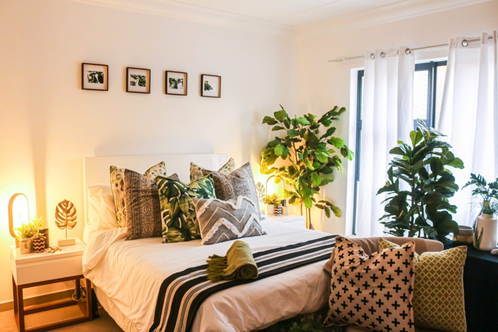 A refreshed bedroom is free of clutter after the owner used a decluttering calendar.