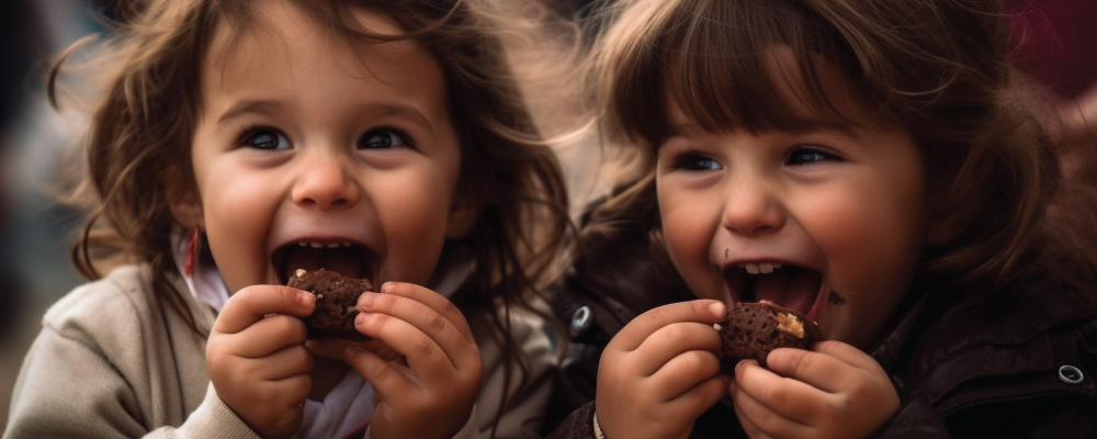 Kids eating chocolate