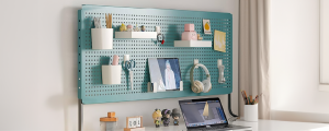 Pegboard with office supplies