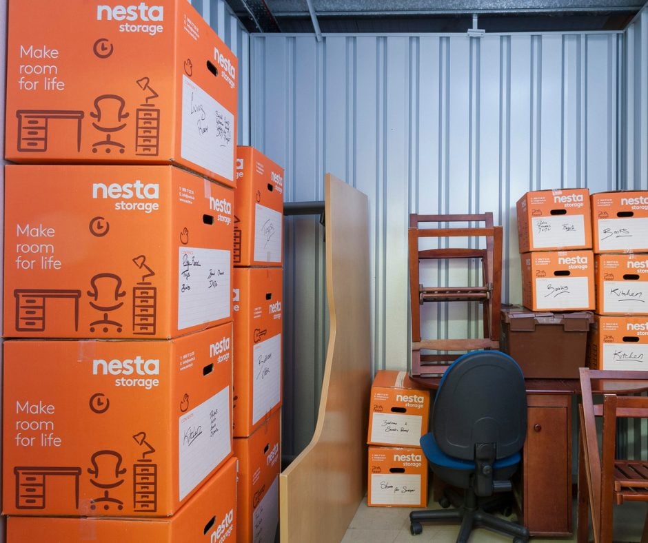 storage unit room full of nesta storage boxes and furniture - Nesta storage unit room full of nesta storage boxes and furniture