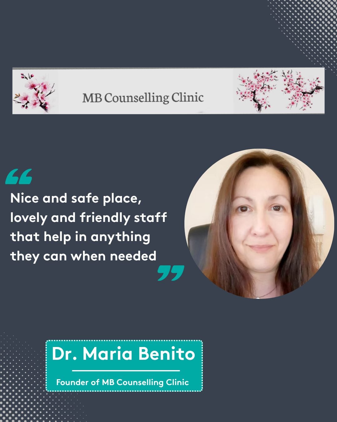 Maria Benito Linked in Post Image - Nesta Maria Benito MB Counselling Clinic